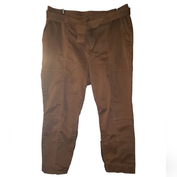 Kut From The Kloth Pants Dark Caramel Reese High Rise Tie Waist Utility Straight - Picture 3 of 5
